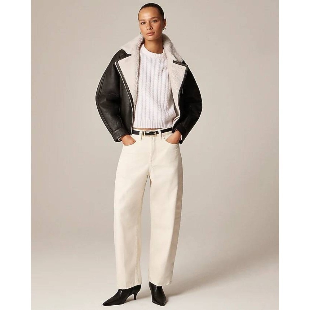 NWT‎ J.Crew Slim Barrel Leg Jean Women 28 Cream CQ502
